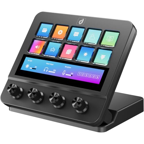 Stream Control Deck 10 Programmable Macro Keyboard 4 Knob...