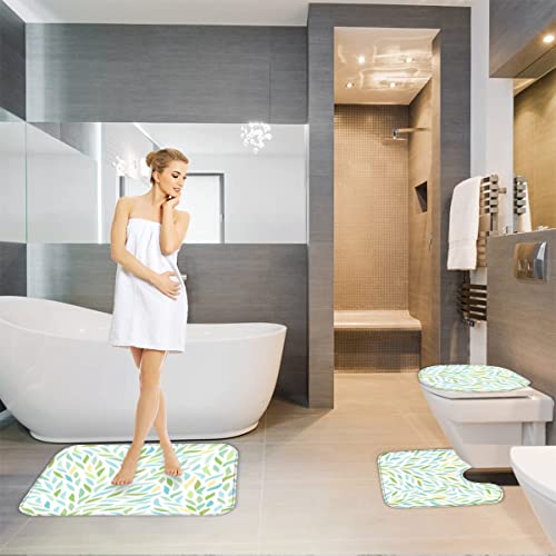 Badezimmerteppich-Set 3Teilig Geometrie rutschfest Waschbar Badematte Badezimmer Weich Mikrofasern WC-Deckelbezug… – Bild 4