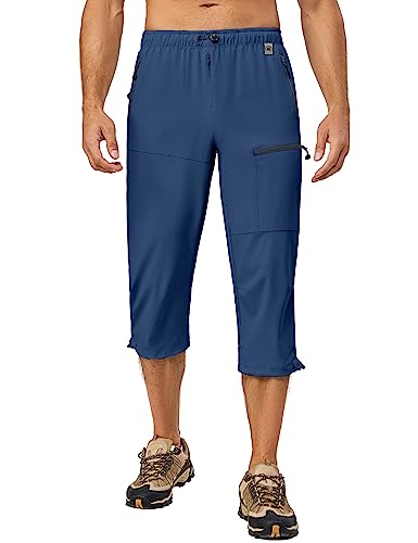 Mapamyumco Mens Hiking Pants Quick Dry 3/4 Pants Capri Shorts Lightweight For Travel Casual Deep Blue Xxl #TOP1