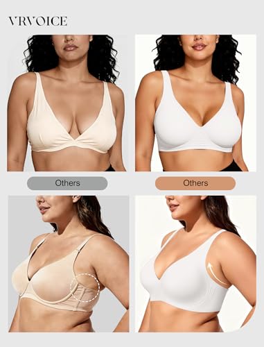 Image of Deep V Wireless Jelly Bras for Women Push Up Bralette Seamless No Underwire Support T-Shirt Comfort Plunge Full Coverage