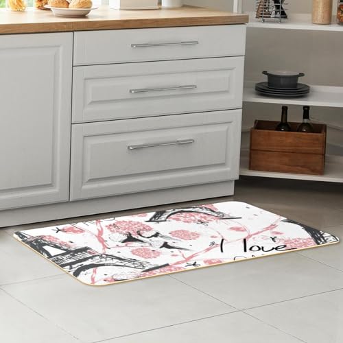 Tapete de cocina lavable, juego de 2 alfombras antideslizantes de la Torre Eiffel de París 7
