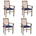 Tidyard Chaises à dîner 4 pcs avec Coussins Bleu Royal Bois de Teck,Salon de Jardin,Ensemble Meuble de Jardin,pour Jardin, Balcon, Terrasse,Plusieurs Couleurs Disponibles (Bleu Royal)