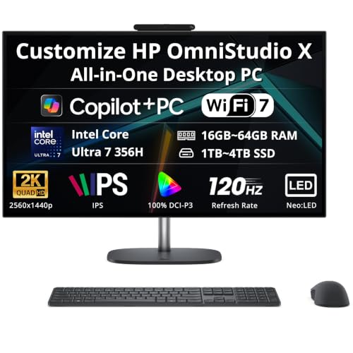 Image of Hotface Customized Desktop, Created Using HP OmniStudio X 27 inch QHD All-in-One Desktop, Intel Core Ultra 7 356H, 16GB /32GB /64GB DDR5, 1TB /2TB /4TB SSD, Wireless Keyboard & Mouse, Win 11, Eclipse Gray