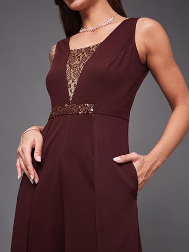 Image of Miss Chase Women's Self Design Cut-Out Georgette Jumpsuit