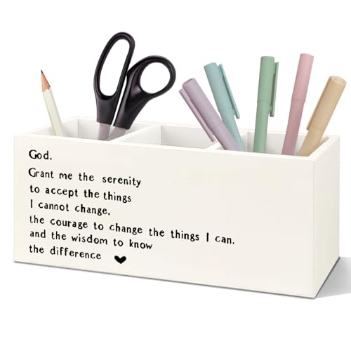 SNNDER Serenity Prayer Gifts Pen Holder for Desk, Christian Gifts