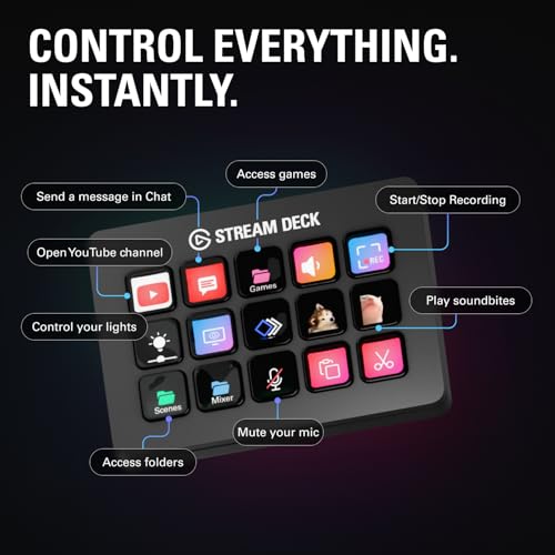 Elgato Stream Deck MK.2 – Studio Controller, 15 macro keys, trigger actions in apps and software like OBS, Twitch, ​YouTube and more, works with Mac and PC