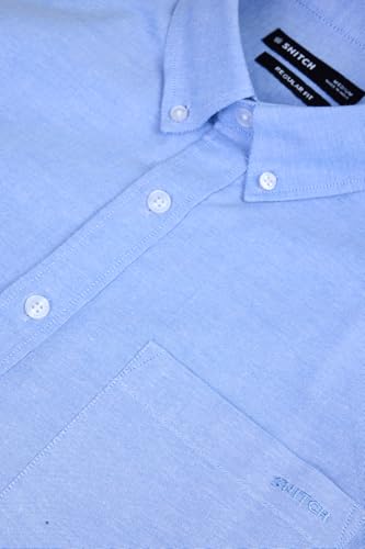 Image of SNITCH Men Formal Shirt | Regular Fit Long Sleeve Button-Down Collar Solid Style | 100% Cotton & Breathable Oxford Fabric for Office, Special Events & Smart Casual Wear