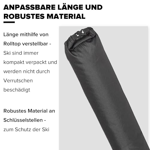 Foto von ATOMIC Nordic SKI Sleeve Schwarz/Grau - Skitasche für Langlaufski & Stöcke - Längenverstellbar durch Rolltop - Wasser- & schmutzabweisend - Annpassbarer Tragegurt