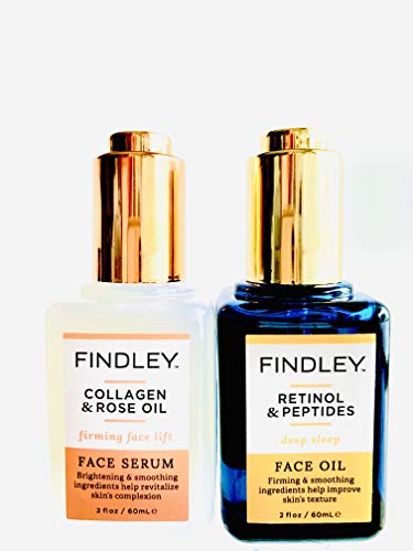 Bundle of Findley Firming Face Lift Collagen & Rose Oil Serum and Retinol & Peptides Face Oil 60ml/2 fl oz each, no box