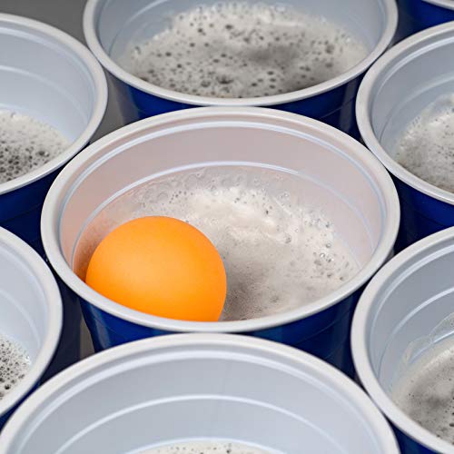 Lucky Humans® Beer Pong Becher Set | Bierpong Spiel | 50 Premium Red & Blue Cups (25 rot + 25 blau) | XXL 530 ml | Ideal für Festival, Pool-Party & Bierpong-Tisch | Partybecher | Spülmaschinenfest