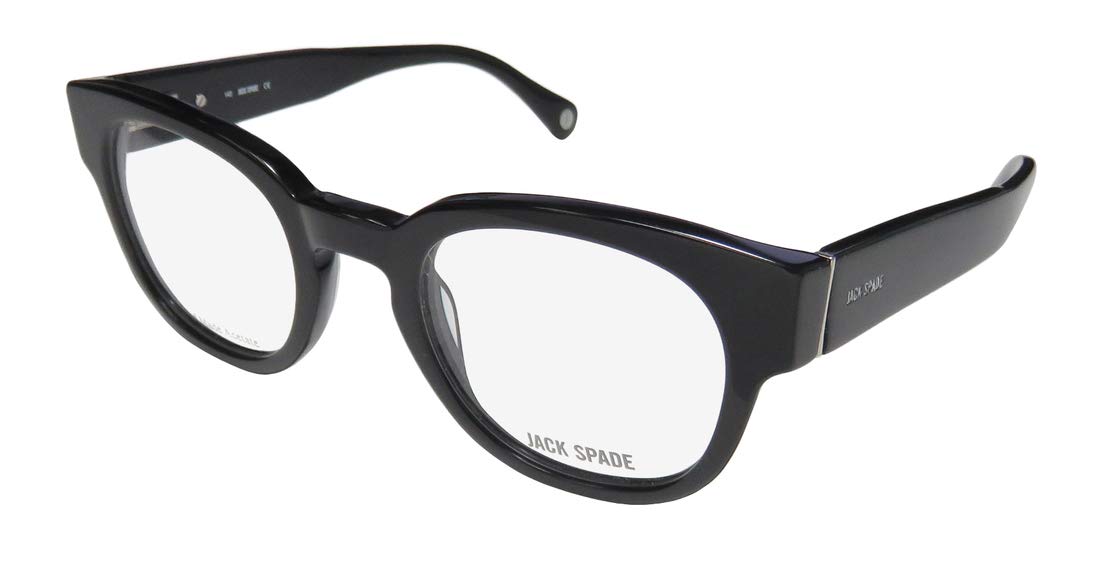 Jack Spade Pearson Mens/Womens Designer Full-rim Spring Hinges Brand Name Classic Shape Durable Eyeglasses/Eyeglass Frame (47-23-140, Shiny Black)