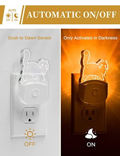 Image of DORESshop Cat Night Light [2 Pack], Kids Night Light with 8-Color RGB, Plug in, Dusk-to-Dawn Sensor, Rainbow LED Baby Night Light for Bathroom, Cute Room Decor,Boys Girls Gift
