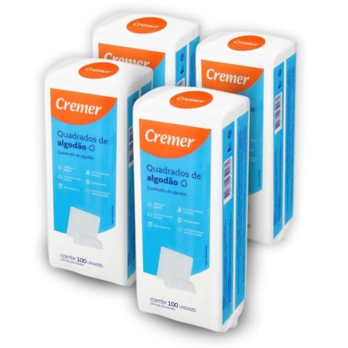 Algodão Quadrado Cremer Bebê Sem Perfume com 400 Unidades