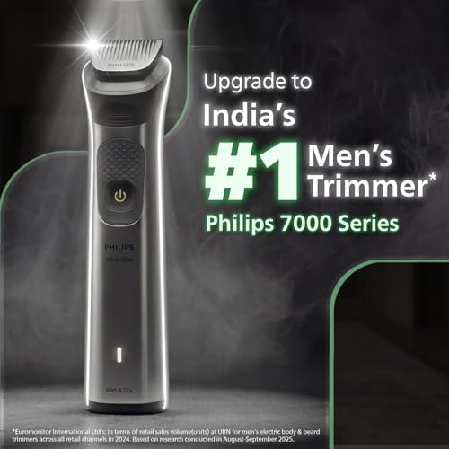 Philips India's No.1 Men's Trimmer | 16-in-1 Trimmer | BeardSense Technology | Precision Trimming | Face, Hair & Body | Nose/Ear/Eyebrow Trimming | 5 yrs* warranty | 120 Min Runtime | MG7931 view 2