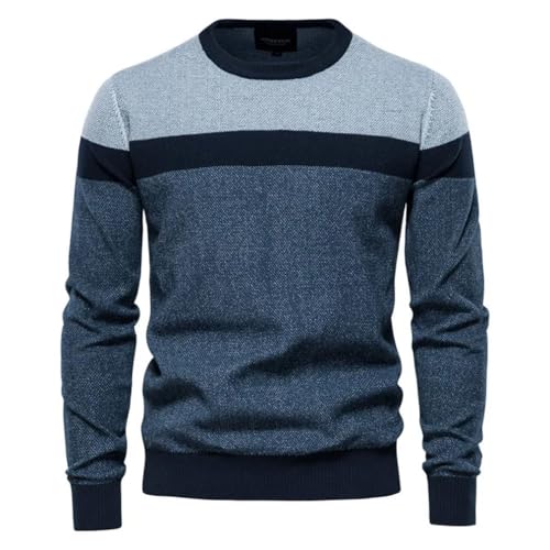 Men Striped Colorblock Casual Pullover Slim Crew Neck Long Sleeve Knit Sweater4