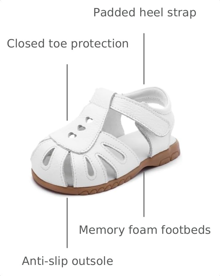 Image of Femizee Toddler Girls Leather Dress Sandals with Adjustable Strap