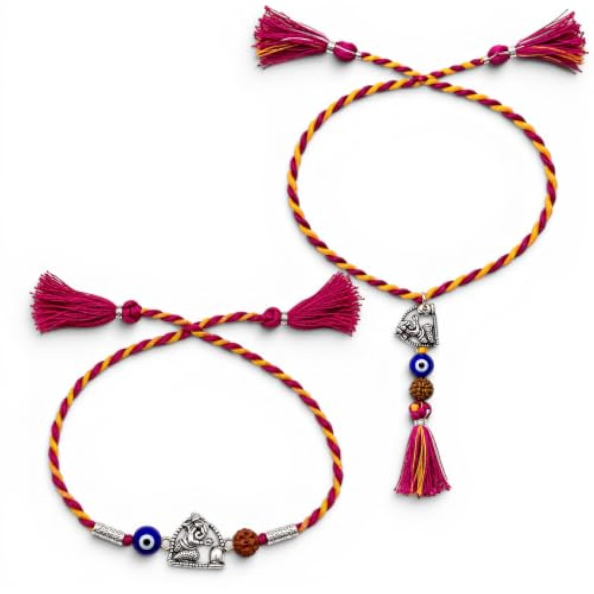 Pure Silver Lumba Rakhi for Bhaiya and Bhabhi, Combo Set