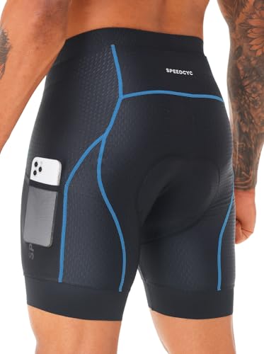 Speedcyc Men’S Cycling Underwear Bike Shorts 4D Padded Bicycle Mtb Liner Shorts Pocket With Anti-Slip Leg Grips Blackblue cover