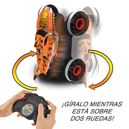 Miniatura 5 de Hot Wheels Monster Trucks Coche Teledirigido, Coche de Juguete Radio Control teledirigido Tiger Shark Unstoppable, vehículo Todoterreno, +3 años, HGV87