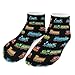 LITPUZC Women's Fashion Ankle Socks Funny Running Low Cut Socks Cartoon Train Black No Show Athletic Sock Soft Breathable Crew Sock 5 Pairs