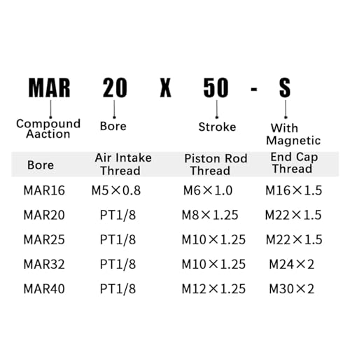 Cylindre pneumatique en acier inoxydable Mar25x100s - 5