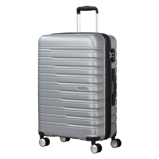 American Tourister Flashline - Spinner M, Maleta, 67 cm, 69/75 L, Plata (Sky Silver)