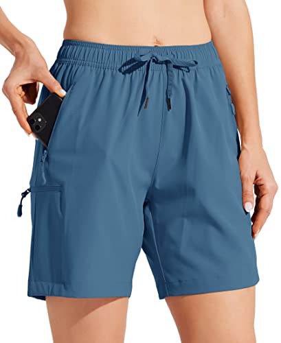 WILLIT Women's Cargo Shorts Quick-Drying Hiking Active Shorts Lightweight Sports Summer Shorts with Pockets, ocean blue, XS