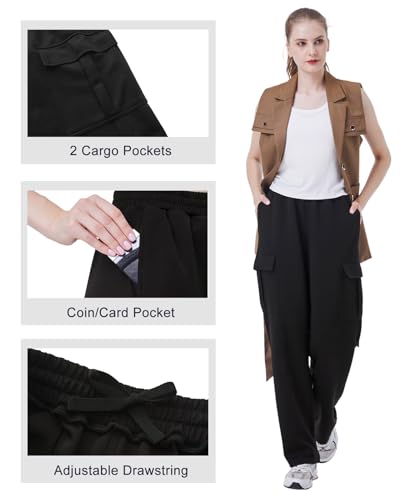 TTZ 32/34 Inseam Womens Tall Sweatpants Wide Leg Sweat Pants Joggers with Cargo Pockets4