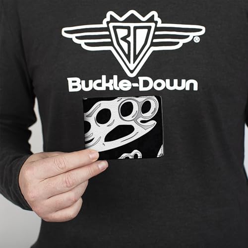 Buckle-Down Men's PU Bifold Wallet-Brass Knuckles Black/White, Multicolor, 4.0" x 3.5"3