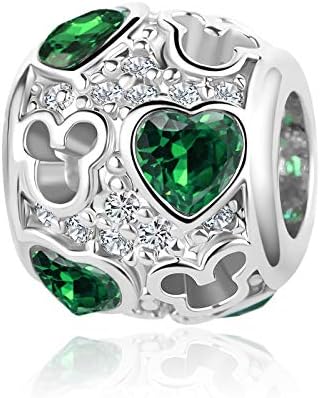 MiniJewelry Women Mouse Love Heart Green Purple Green Birthstones Bead Charm for Bracelets Necklaces Pendants Necklace Pendant