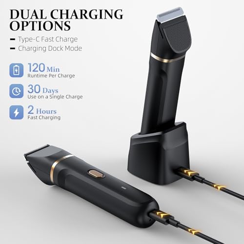 5-in-1 Bikini Trimmer for Women, IPX7 Waterproof Electric Razors Shaver, Cordless Body Hair Trimmer, Facial & Pubic Hair Removal, Ceramic Blade (Black)