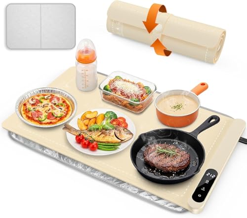 Food Warming Mat, Silicone Electric Warming Tray with 6 Adjustable