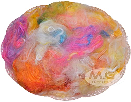 Image of M.G Enterprise Merino Felting Wool Roving Rainbow 40 gm Each. Best Used with Felt Needles, Needle Felting Pad,Wet Felting, Good for Felted Characters Making, Blending and Weaving.