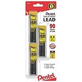 Pentel Super Hi-Polymer Leads, 0.9 mm, HB, 30 Leads Per Tube, Pack of 3 Tubes