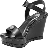 Construcción de cemento Harley-Davidson Women\'s Belmont Wedge Platform Sandals, D84391 (Black, 10)