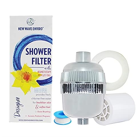 New Wave Shower Filter With Free Aromatherapy Diffuser Ring Cover