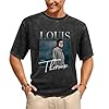 ISPIRIT Retro Washed Shirt Men's Unisex Louis Theroux Round Neck Antique Wash T-Shirt Short Sleeve Black XXL #3