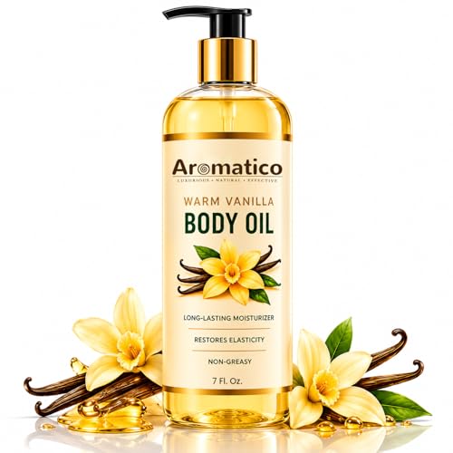 Aromatico Warm Vanilla Body Oil for Women - 7 fl oz | Moisturizing Scented Body Oil for After Shower...