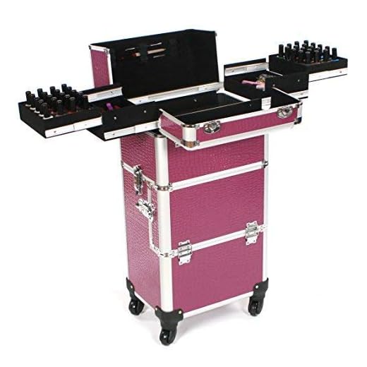 Urbanity Profesional Grande Aluminio Belleza Maquillaje Maleta con Ruedas - LILA Cocodrilo, Large