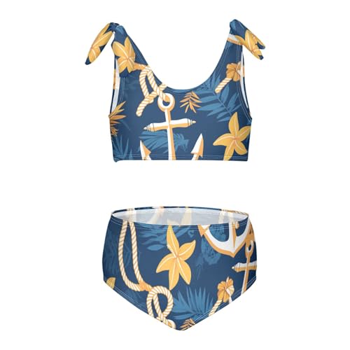 KLL Anchors and Ropes Girls' Two Piece Bikini Sets Quick-Dry Swimsuits Swimming Suits Adjustable Shoulder Strap