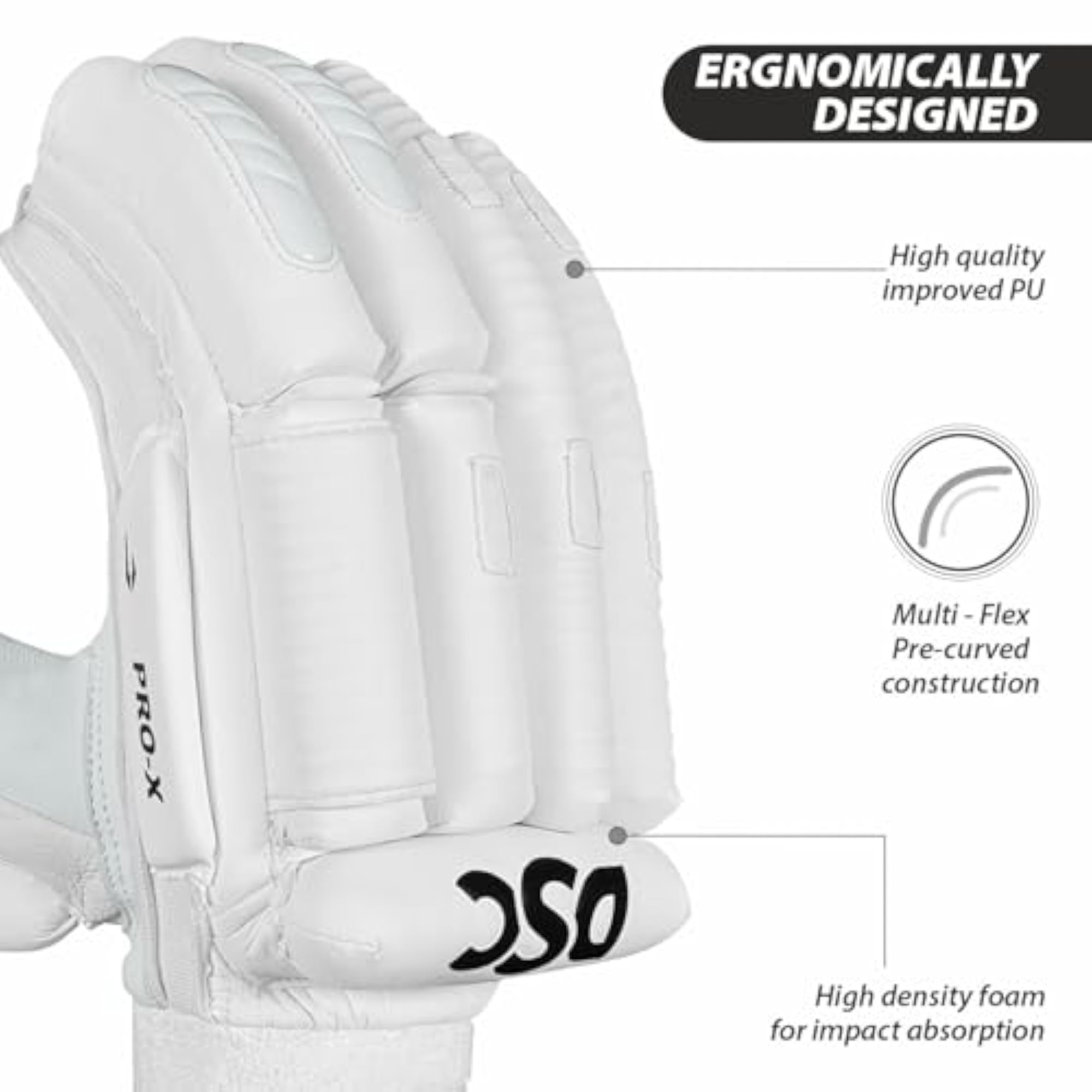 Pro X Cricket Batting Gloves, Lightweight & Multi-Flex Design