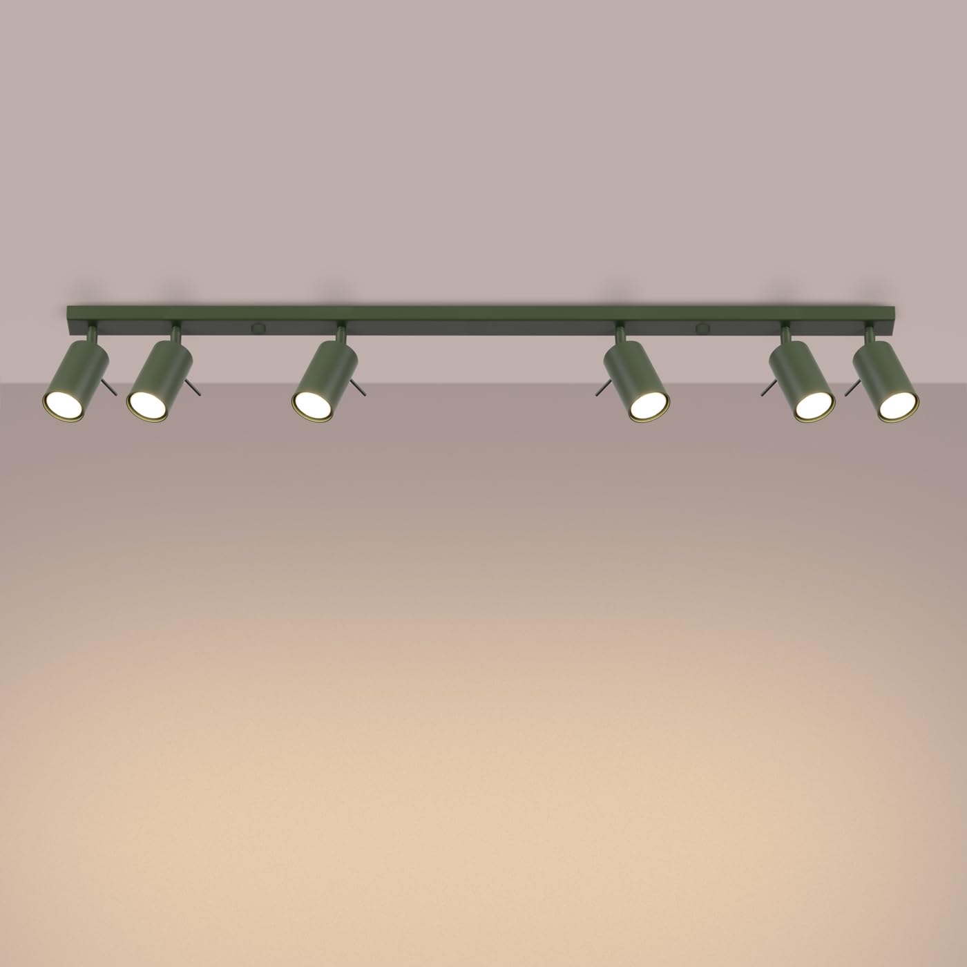 SOLLUX lighting Lampada da soffitto plafoniera faretto da soffitto acciaio 6 fiamme lampada LED lampadina 4000K verde oliva Briix