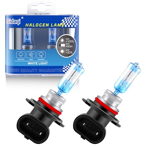 Sidaqi HB3/9005 65W Halogen Bulbs 5000K Warm White 12V Upgraded Version Bright and High Penetration High/Low Beam Headlight Fog Light DRL 2PCS