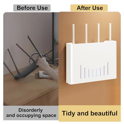 MNOIINM Router Schrank, Wandhalterung Kabel Organizer, Router Verstecken, Platzsparende Regal zur Aufbewahrung von Drähten, für Zuhause, Wohnzimmer, Schlafzimmer(White)