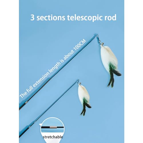 Caña de pescar for gato extensible para evitar el estrés y arañazos en casa 5