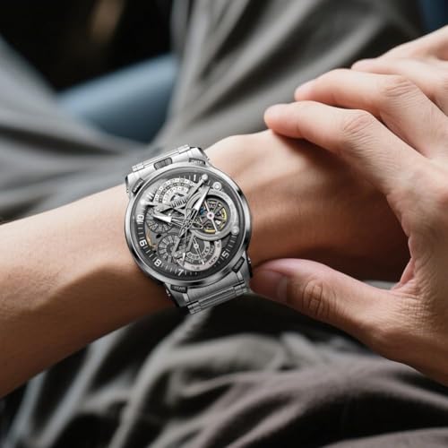 Image of OLEVS GELATU Mens Watch Automatic Tourbillon Wristwatch Skeleton Mechanical Self Winding 50M Waterproof Sapphire Crystal Square Male Watches Yellow /White /Black /Green