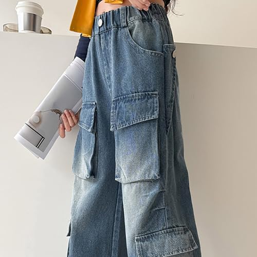 Baggy Jeans for Girls Wide Leg Cute Cargo Pants Y2K Streetwear Teen Girl High Waist Back to School Trendy Jeans3