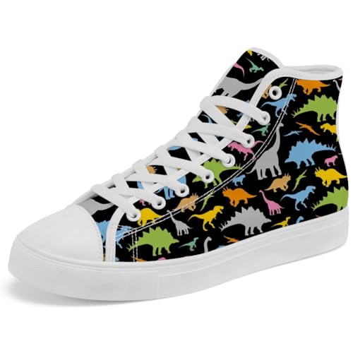 Dinosaur High Top Sneakers Men High Top Canvas Shoes Lace Up Casual Shoes