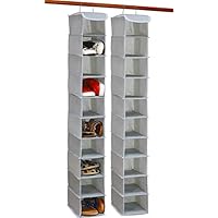 SIMPLE HOUSEWARE 2 Pack 10 Shelves Hanging Organizer, Grey