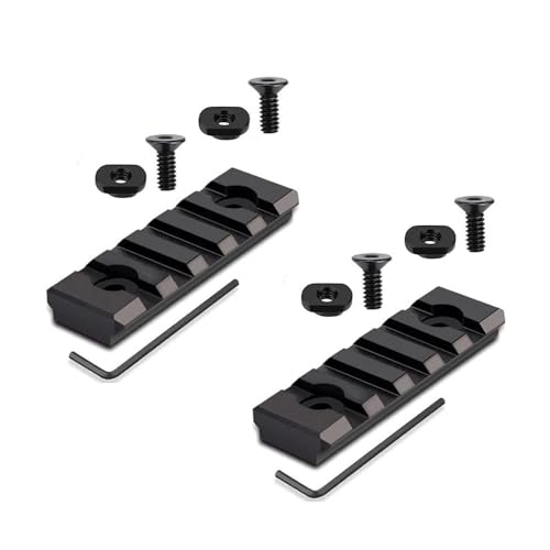 Paike 2 pièces 5 emplacements Accessoire pour Rail Picatinny M-Lok en Aluminium - Comprend 4 écrous en T et 4 vis